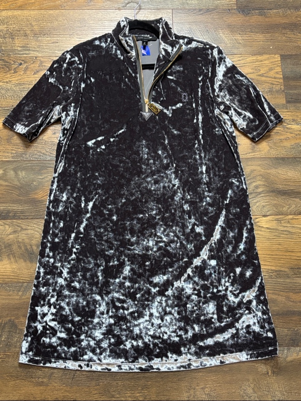 Marc Jacobs Black and White Crushed Velvet Mini Dress